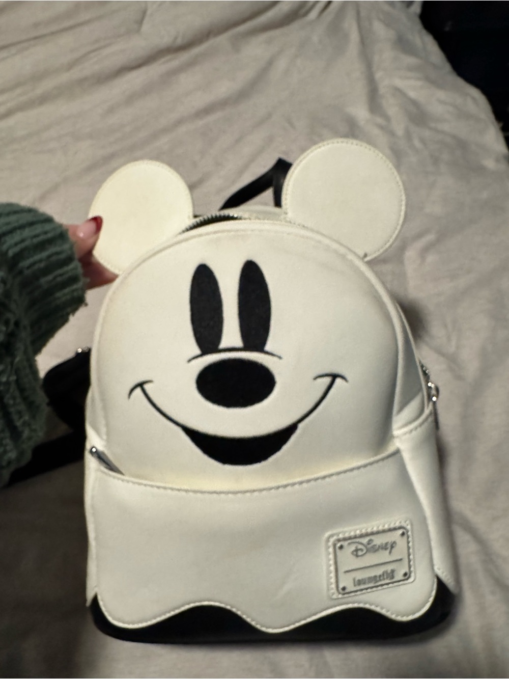 Loungefly White and Black Mickey Mouse Face Mini Backpack
